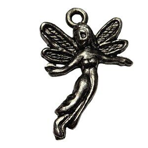 Small Silver Fairy Charm Pendant 1 Inch Lightweight Design For Jewelry Making &